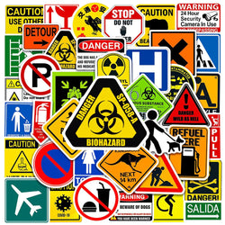 10/30/50/100pcs Warning Stickers Danger Banning Signs Reminder Waterproof Decal Sticker to DIY Car Motorcycle Luggage Snowboard (ONLINE ORDER ONLY)