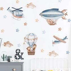 Cartoon Animal Hot Air Balloon Wall Stickers for Kids Room Decor Removable Decal (ONLINE ORDER ONLY)