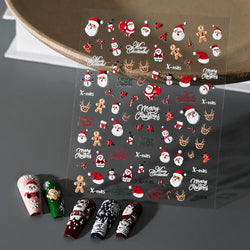 5D Embossed Gingerbread Man Nail Art Sticker Cute Christmas Winter Santa Claus Snowflake Elk Engraved Slider Manicure Decoration (ONLINE ORDER ONLY)