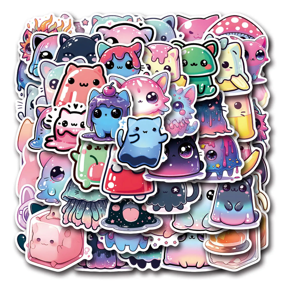 Kawaii Cat Stickers Waterproof Cartoon Animal Decals for Laptop Guitar Bike (Online Order Only)