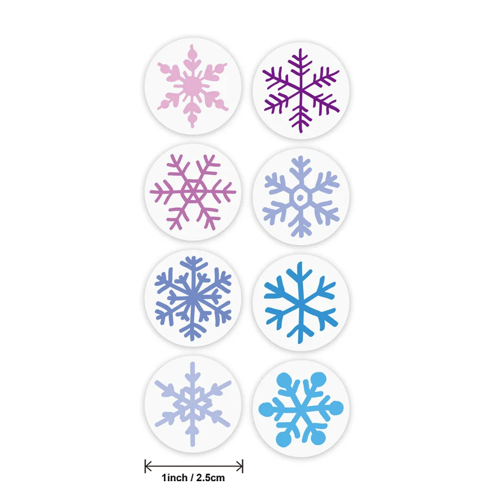 100-500Pcs Snowflake Merry Christmas Stickers Candy Bag Envelopes Sealing Label Sticker Christmas Gifts Box Decorations (ONLINE ORDER ONLY)