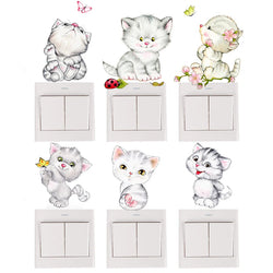 6pcs Cartoon Cat Switch Stickers for Kids Room Nursery Wall Decals (ONLINE ORDER ONLY)