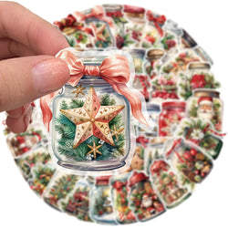 10/30/50PCS Cute Christmas Wishing Bottle Stickers Cartoon Santa Claus Decals Party Decoration Laptop Phone Luggage Fridge Gifts (Online Order Only)