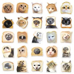 10/30/50PCS Bread Cat Graffiti Stickers Funny Cat Decoration Animal DIY Luggage Laptop Phone Guitar Car Bike Skateboard Decals (Online Order Only)