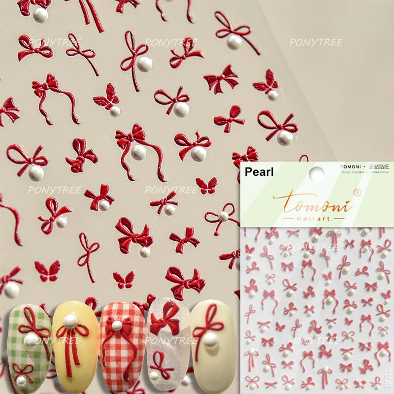 Black Rabbit Bunny Ribbon Bowknot Flower Cake Daisy Dessert Knife Fork Butterfly Self Adhesive Nail Art Stickers Manicure Decals (ONLINE ORDER ONLY)