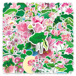 10/30/50PCS Lotus Cartoon Stickers Lotus Leaf Sticker DIY Luggage Laptop Phone Car Bike Graffiti  Skateboard Plant Decals Toy (ONLINE ORDER ONLY)