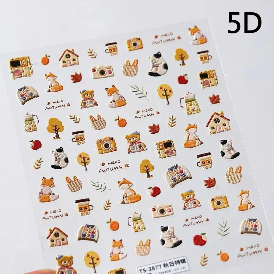 Lovely Dog Puppy Dream Heart Flower Star Pizza Food Sugar Skewers Strawberry Desserts Adhesive Nail Art Stickers Manicure Decals (Online Order Only)