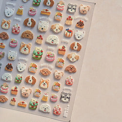 Cute Mango Dog Puppy Bear Bichon Blueberries Strawberry Cake Fruit Juice Desserts Corgi Adhesive Nail Art Sticker Manicure Decal (Online Order Only)