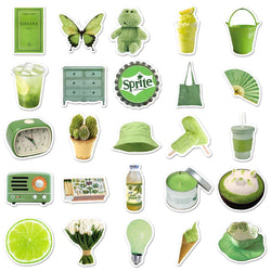 10/30/50PCS Ins Style Cartoon Green Stickers Decal Waterproof Skateboard Laptop Phone Motorcycle Guitar Car Sticker Toy Graffiti (Online Order Only)
