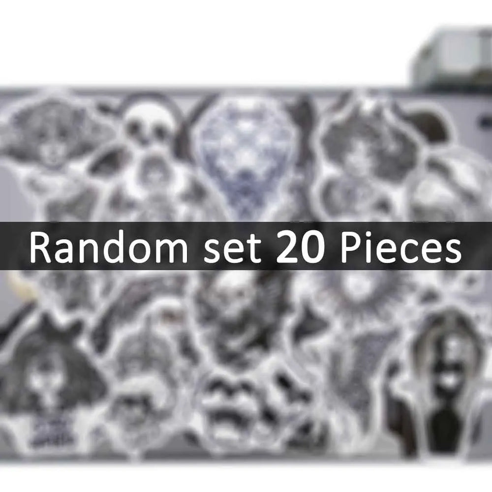 20/30/50Pieces Witch Devil Skull Demon Black White Gothic Stickers for Skateboard Motorcycle Car Bike Phone Laptop Sticker Toys (Online Order Only)