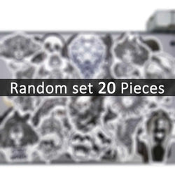 20/30/50Pieces Witch Devil Skull Demon Black White Gothic Stickers for Skateboard Motorcycle Car Bike Phone Laptop Sticker Toys (Online Order Only)