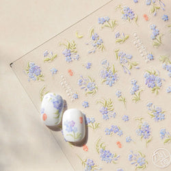 Vibrant and Lively Pullulate Purple Blue Snow Orchid Flower Garden Springtime Adhesive Nail Art Sticker Chic 3D Manicure Decals (Online Order Only)