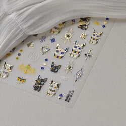 Mysterious Egyptian Cat Totem Eye Symbol Black Pharaoh Kitty Paw Sun Self Adhesive Nail Art Stickers Manicure Decals Wholesale (Online Order Only)