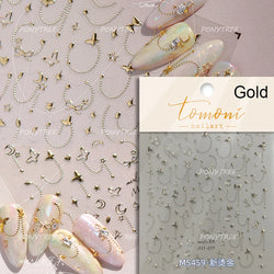 Star Moon Love Heart Curved Line Arc Dreamy Necklace Hanging in The Air Starry Night Adhesive Nail Art Stickers Manicure Decals (ONLINE ORDER ONLY)