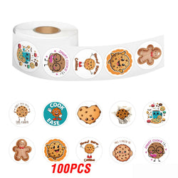 100-500pcs Cartoon Cookies Stickers for Yummy Dessert Sticker for Stationery Scrapbook Phone Art Bakery Sealed Label Decal (Online Order Only)