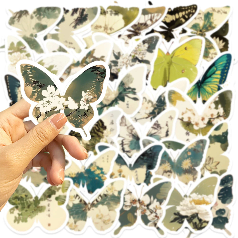 30Pcs Green Butterfly Stickers Vinyl Waterproof Stickers for Laptop Guitar Motorcycle Bike Skateboard Luggage Phone Gift (ONLINE ORDER ONLY)