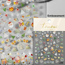 Black White Christmas Tree Snowflake Bowknot Snowman Socks Star Santa Hat Deer Rhinestone Winter Nail Art Sticker Manicure Decal (Online Order Only)