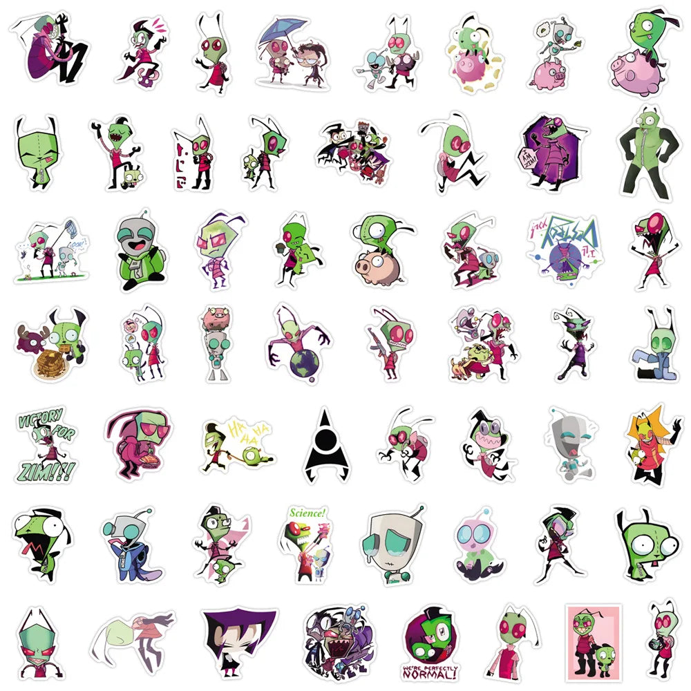 10/30/50/110PCS Invader Zim Stickers Funny Cartoon Kids Toys DIY Luggage Laptop Guitar Car Bike Skatboard Decals Movie Sticker (ONLINE ORDER ONLY)