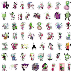 10/30/50/110PCS Invader Zim Stickers Funny Cartoon Kids Toys DIY Luggage Laptop Guitar Car Bike Skatboard Decals Movie Sticker (ONLINE ORDER ONLY)