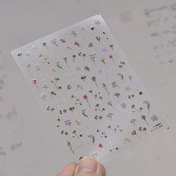 Dried Flowers Rose Butterfly Love Heart Golden Stroke Flying Crane Silver Adhesive Nail Art Stickers Rhinestone Manicure Decals (ONLINE ORDER ONLY)