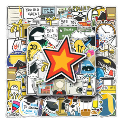 50Pcs Graduation Cartoon Waterproof Vinyl Stickers for Skateboard Snowboard (Online Order Only)