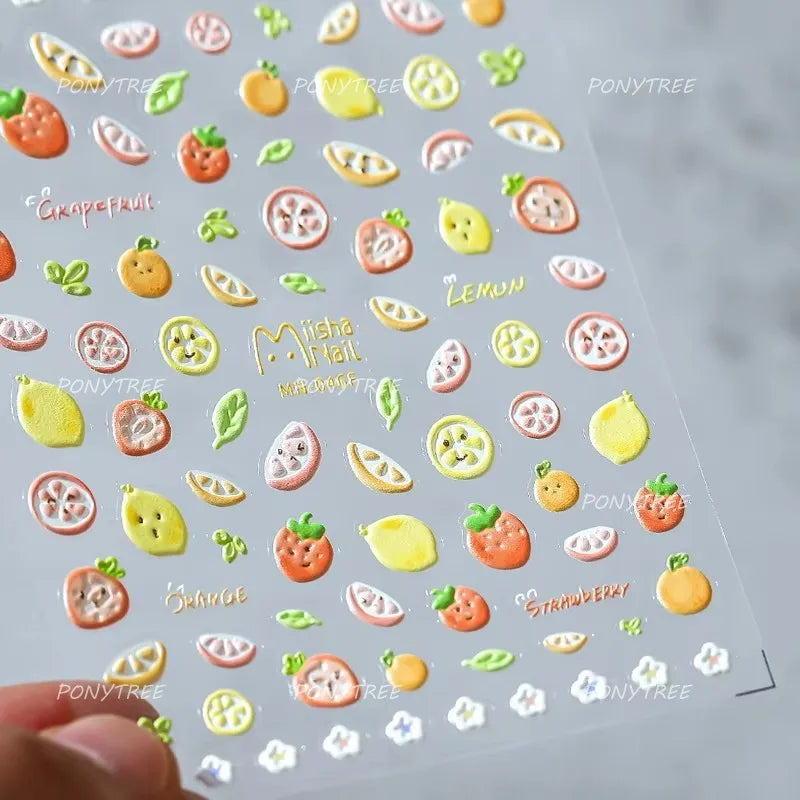 Summer Beach Bikini Watermelon Cat Popsicle Swim Ring Ice Cream Shell Coconut Tree Nail Art Decoration Stickers Manicure Decals (Online Order Only)