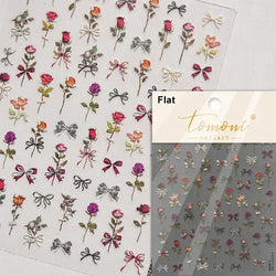 Charming Dreamy Shiny Jelly Blue Gradient Lily Flowers Rose Petal White Dot Chinese Colorful Nail Art Stickers Manicure Decals (ONLINE ORDER ONLY)