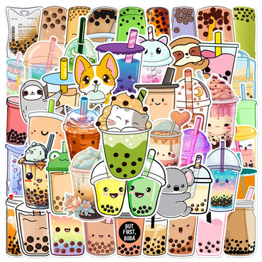 Cute Animal Drink Aesthetic Stickers Decals for Kids Laptop Suitcase Guitar Phone Diary Decoration 10/30/50pcs (Online Order Only)