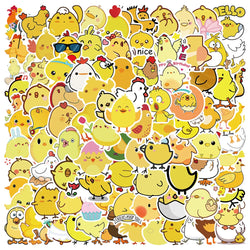 50/100pcs Cute Cartoon Little Yellow Chicken Stickers For Laptop Phone Water Bottle Waterproof Graffiti Bicycle Car Decals (ONLINE ORDER ONLY)
