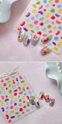 Colourful Graffiti Round Dot Line Water Droplet Cute Comma Geometric Jelly 5D Self Adhesive Nail Art Stickers Manicure Decals (Online Order Only)