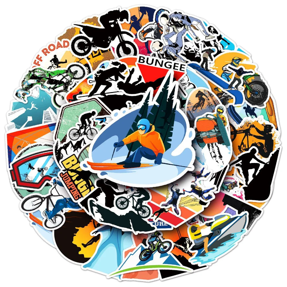 50Pcs Extreme Sport Sticker Graffiti Adventure Boys Skateboard For Case Laptop Car Bike Helmet Motocross Decal Stickers (ONLINE ORDER ONLY)