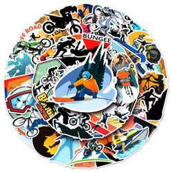 50Pcs Extreme Sport Sticker Graffiti Adventure Boys Skateboard For Case Laptop Car Bike Helmet Motocross Decal Stickers (ONLINE ORDER ONLY)