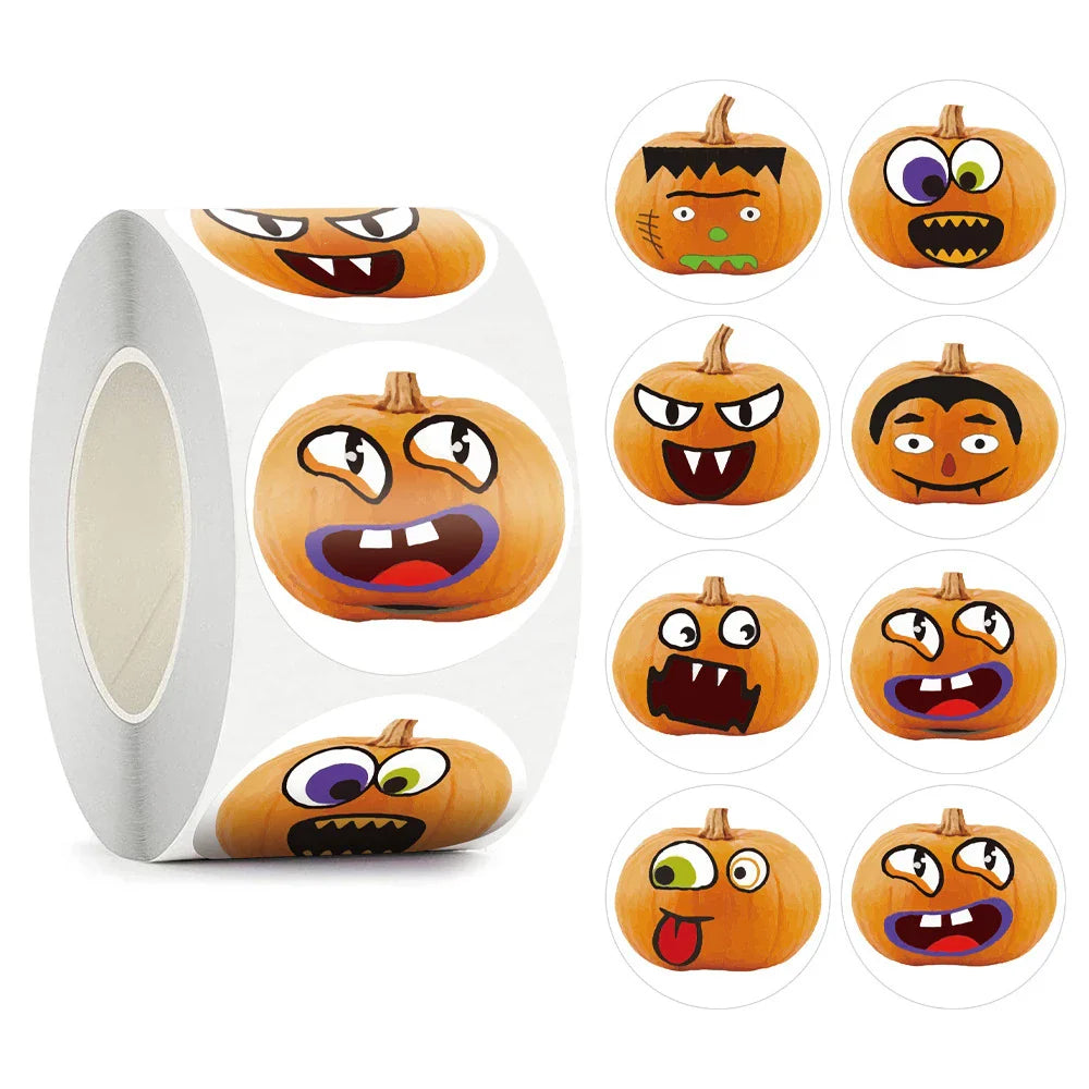 500pcs/roll Halloween Sticker Ghost Labels Gift Candy Bags Seal Stickers Halloween DIY Package Paper Sticker Party Decoration (ONLINE ORDER ONLY)