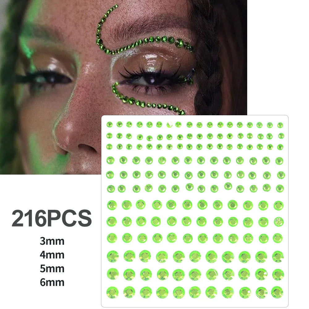 5Pcs Coloful Glitter Face Jewelry Sticker Crystal Eye Body Face Jewels Bady Makeup Tools Temporary Self-Adhesive Nail Rhinestone (ONLINE ORDER ONLY)