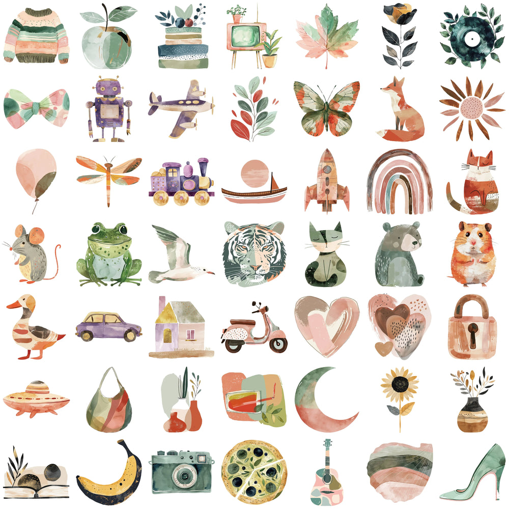 50pcs Aesthetic Boho Art Stickers Scrapbooking Laptop Notebook Decals for Kids Girl Toy Bohemian Graffiti Vintage Retro Sticker (ONLINE ORDER ONLY)