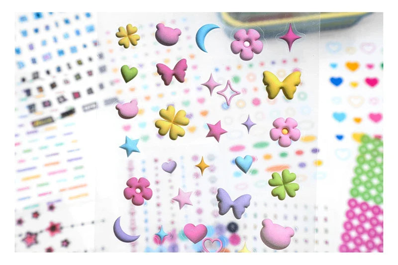 20Pages/piece Korean Ins Starlight Dot Series Decorative Stickers Phone Case Laptop DIY Idol Photocard Kawaii Journal Sticker (Online Order Only)