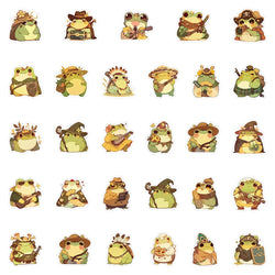 10/30/50PCS Kawaii Frog Cartoon Stickers Retro Style Sticker Cute Animal Meme DIY Luggage Laptop Phone Guitar Bike Skateboard (Online Order Only)