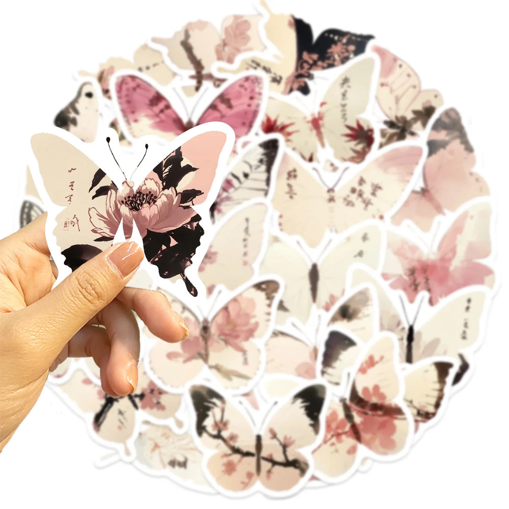 30Pcs Princess Color Aesthetic Butterfly Stickers Pack Phone Case Sticker Journal Accessories Scrapbooking Supplies (ONLINE ORDER ONLY)