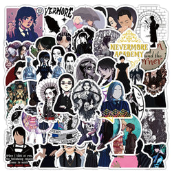 Wednesday Addams Horror Stickers: 10/30/50/105pcs Anime Decals for Laptop, Phone, Skateboard, Car, Waterproof (ONLINE ORDER ONLY)