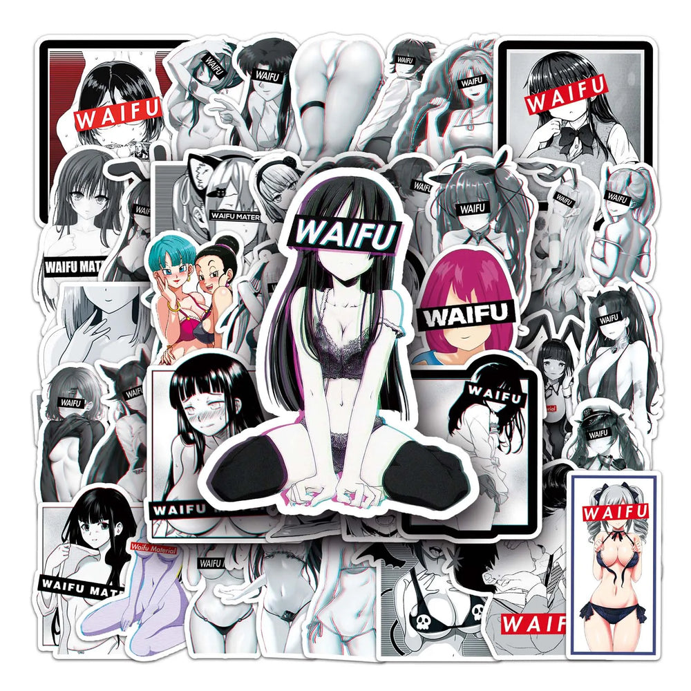 50Pcs Cute Cartoon Girls Waterproof Vinyl Stickers for Skateboard Snowboard Decals (ONLINE ORDER ONLY)