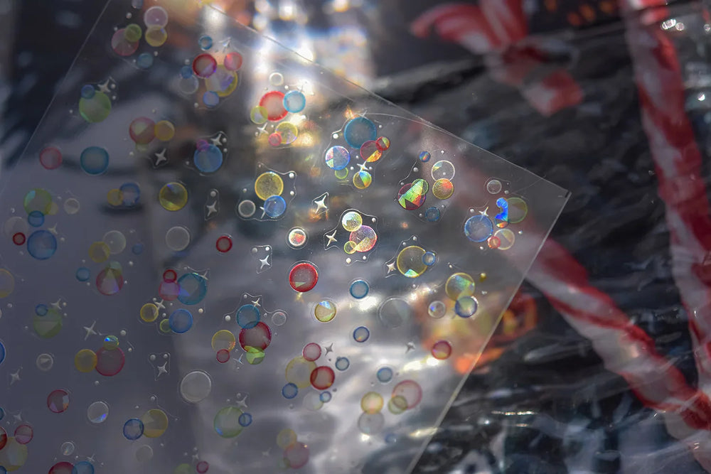 Colorful Bubbles Star Shiny Dreamy Glass Shards Flat 5D Soft Embossed Relief Self Adhesive Nail Art Sticker Chic Manicure Decal (ONLINE ORDER ONLY)