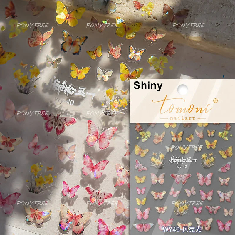 Colourful Butterfly Delicate Anmials Adhesive Nail Art Stickers Dreamy Winter Snowflake Rhinestone Manicure Decals Nail Supplies (ONLINE ORDER ONLY)