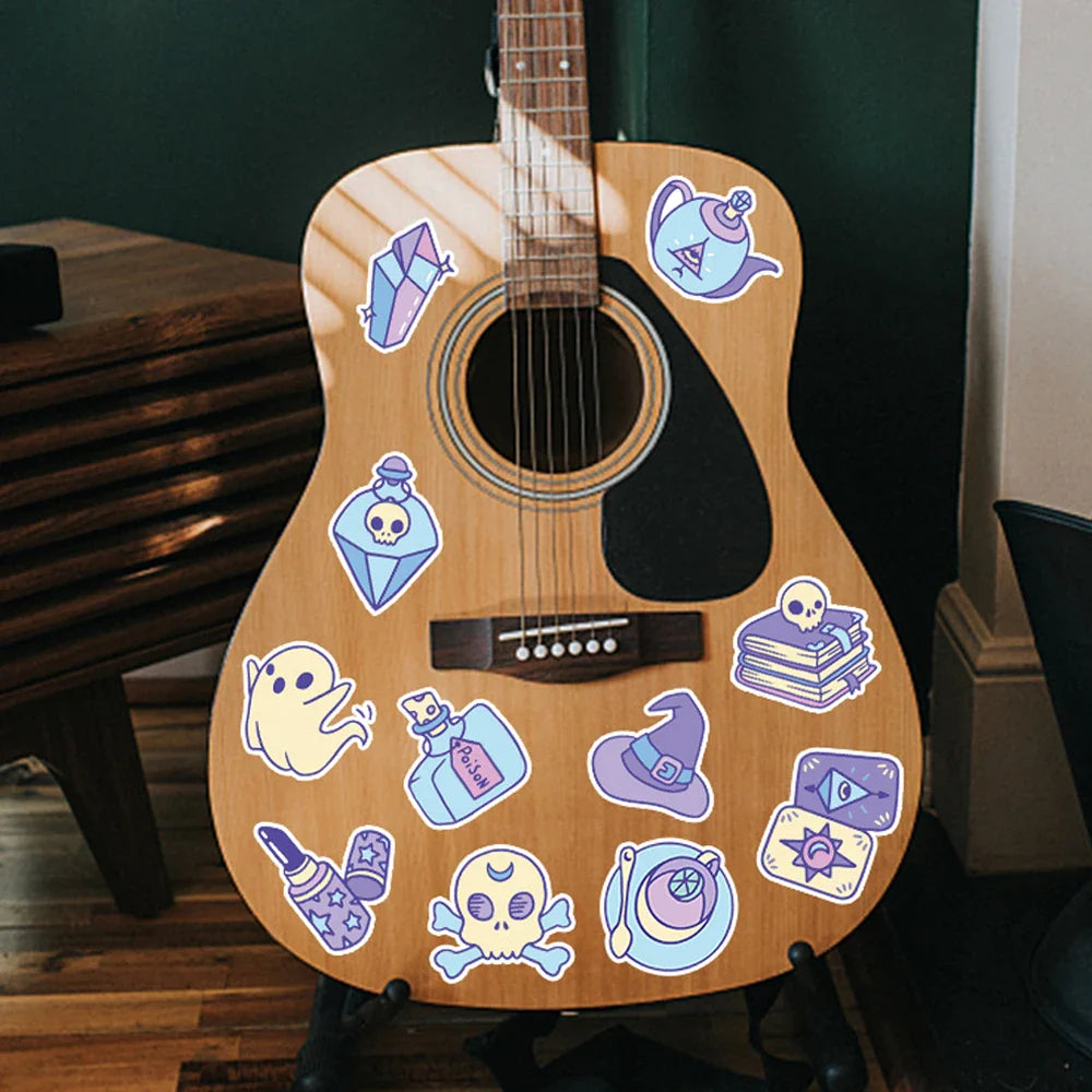 10/30/50/100pcs Cool Purple Cute Gothic Magic Witch Cartoon Stickers Skateboard Laptop Phone Car DIY Waterproof Sticker Decal (ONLINE ORDER ONLY)