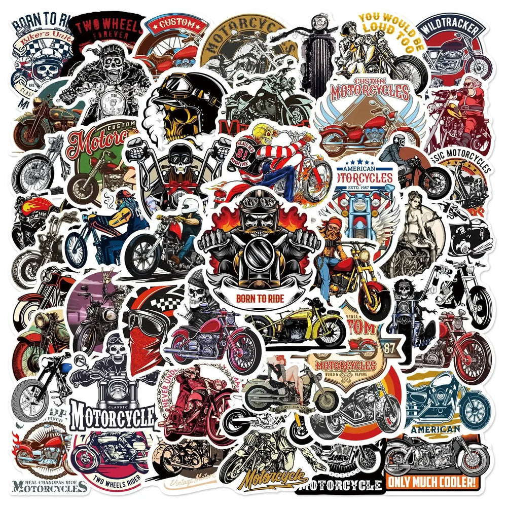 Punk Motorcycle Graffiti Stickers Pack - 50pcs for DIY Decoration (Online Order Only)