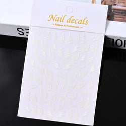 Gold Silver Wing Nail Art Stickers 3D Metal Chain Heart Love Sun Moon Star Gel Polish Adhesive Manicure Slider Decor Accessories (ONLINE ORDER ONLY)