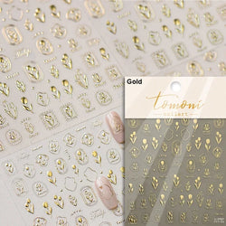 Retro Rose Gold Photo Frame Dried Flower Delicate Totem 3D Self Adhesive Nail Art Stickers 5D Shiny Rhinestone Manicure Decals (ONLINE ORDER ONLY)