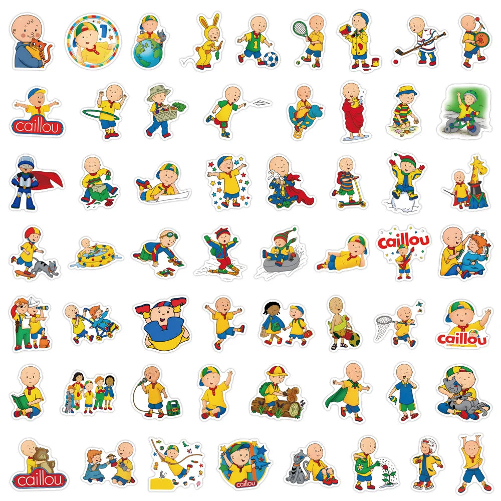 10/30/55PCS Funny Caillou Animation Stickers Cartoon Graffiti Decals Kids Gift DIY Laptop Phone Guitar Scrapbook Children's Toy (ONLINE ORDER ONLY)
