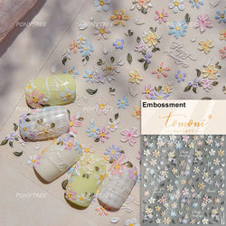Flower Garden Purple Yellow Pink Daisy Butterfly Delicate 5D Soft Relief Adhesive Nail Art Decoration Sticker 3D Manicure Decals (ONLINE ORDER ONLY)