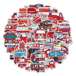 10/30/50/100PCS Cartoon Fire Engine Stickers Kids Decals Toy DIY Notebook Suitcase Phone Fridge Bike PVC Waterproof Sticker Gift (ONLINE ORDER ONLY)