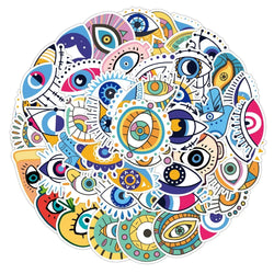 Mixed Evil Eye Stickers for DIY Phone Helmet Laptop Skateboard (Online Order Only)